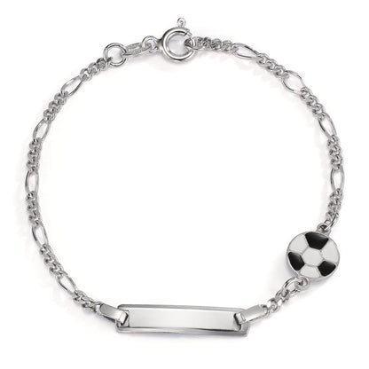 Graverat armband Silver rodiumpläterad Fotboll 14-16 cm