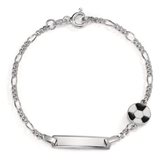 Graverat armband Silver rodiumpläterad Fotboll 14-16 cm