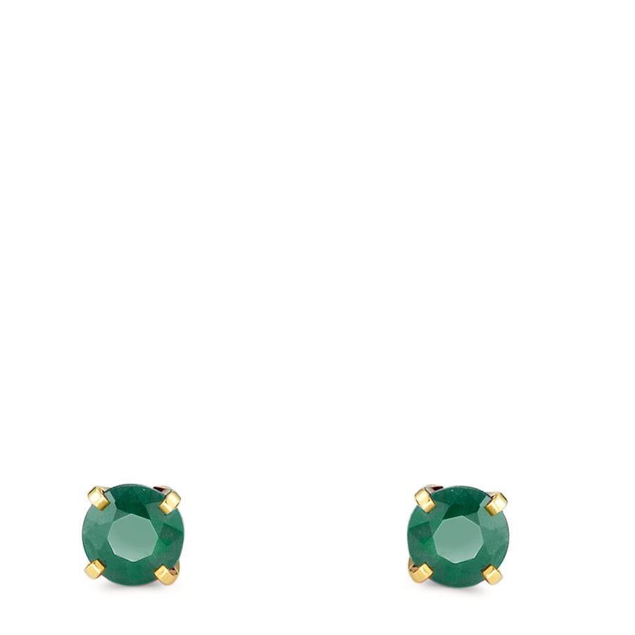 Örhängen med knoppar 750/18 K gult guld smaragd 2 stenar Ø3.5 mm