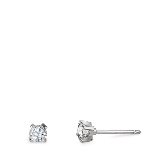 Örhängen med knoppar 750/18 K vitguld diamant 0.20 ct, 2 stenar, w-si