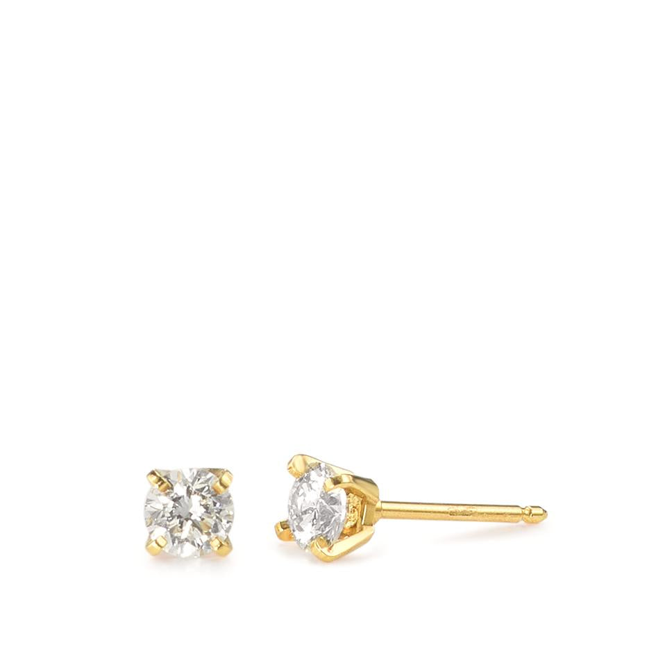 Örhängen med knoppar 750/18 K gult guld diamant 0.30 ct, 2 stenar, w-si