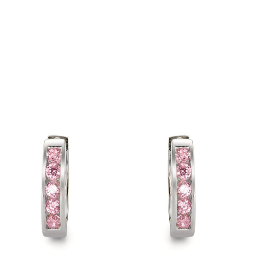Hopfällbara örhängen Silver Zirkoniumoxid rosa rodiumpläterad