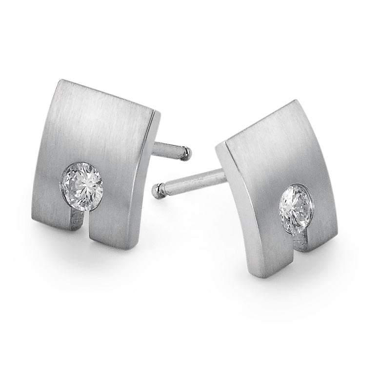 Örhängen med knoppar 750/18 K vitguld diamant 0.20 ct, 2 stenar, w-si