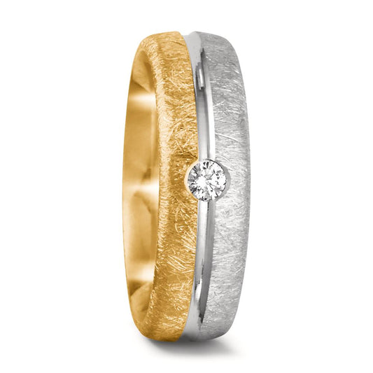 Partnerring 750/18 K gult guld, 750/18 K vitguld diamant 0.07 ct, tw-si