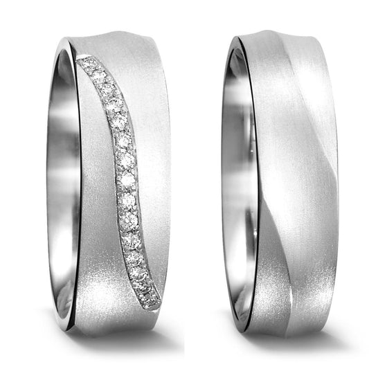 Partnerring 750/18 K vitguld diamant 0.075 ct, 15 stenar, tw-si