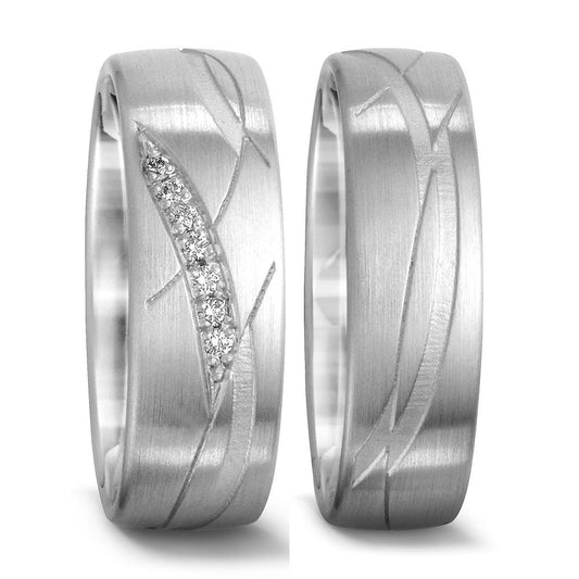 Partnerring 750/18 K vitguld diamant 0.035 ct, 7 stenar, tw-si