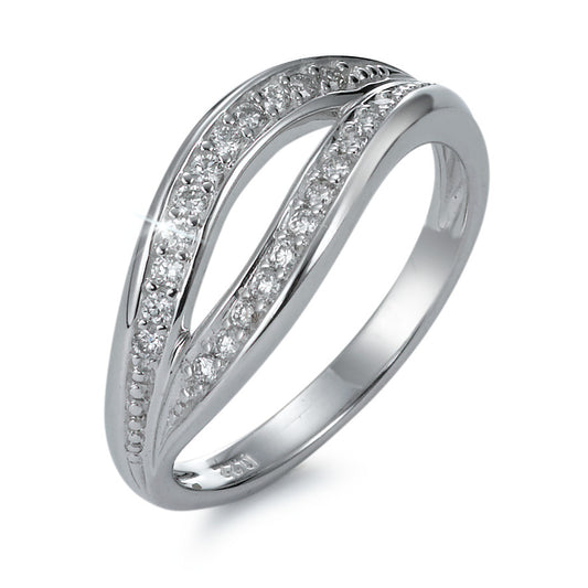 Finger ring 750/18 K vitguld diamant 0.22 ct, 22 stenar, w-si