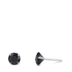 Örhängen med knoppar Silver Zirkoniumoxid svart, 2 stenar, [rund], 7 mm rodiumpläterad