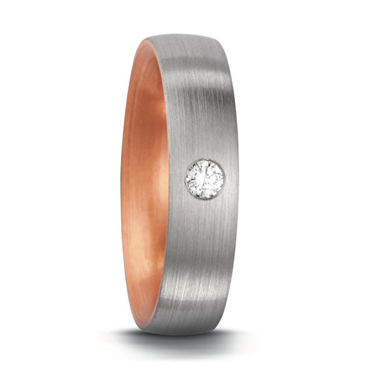 Partnerring 750/18 K rött guld, 950 platina diamant 0.07 ct, tw-si