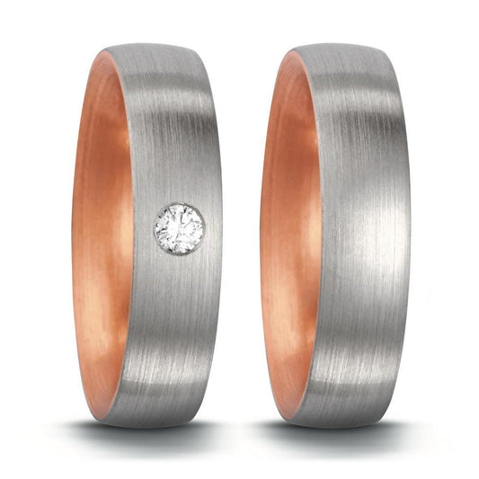 Partnerring 750/18 K rött guld, 950 platina