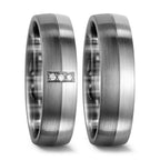 Partnerring 375/9 K vitguld, 500 palladium diamant 0.03 ct, 3 stenar, tw-si
