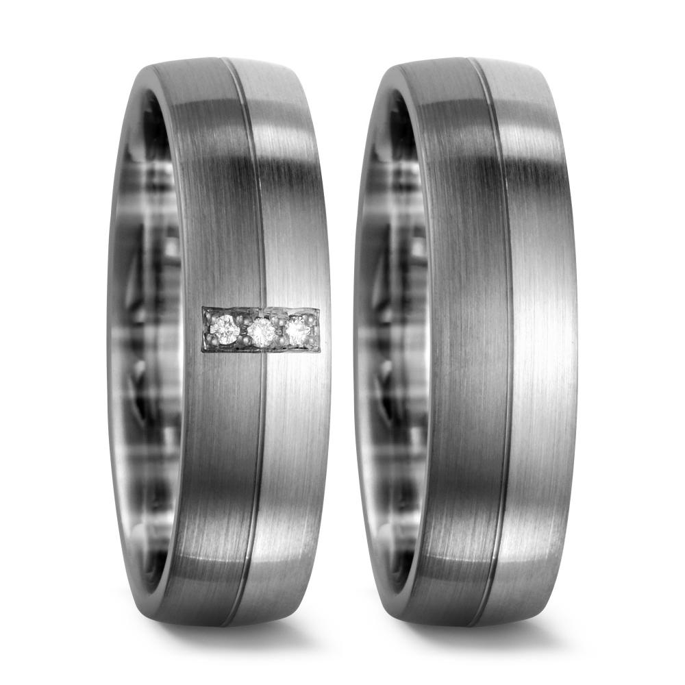 Partnerring 375/9 K vitguld, 500 palladium diamant 0.03 ct, 3 stenar, tw-si