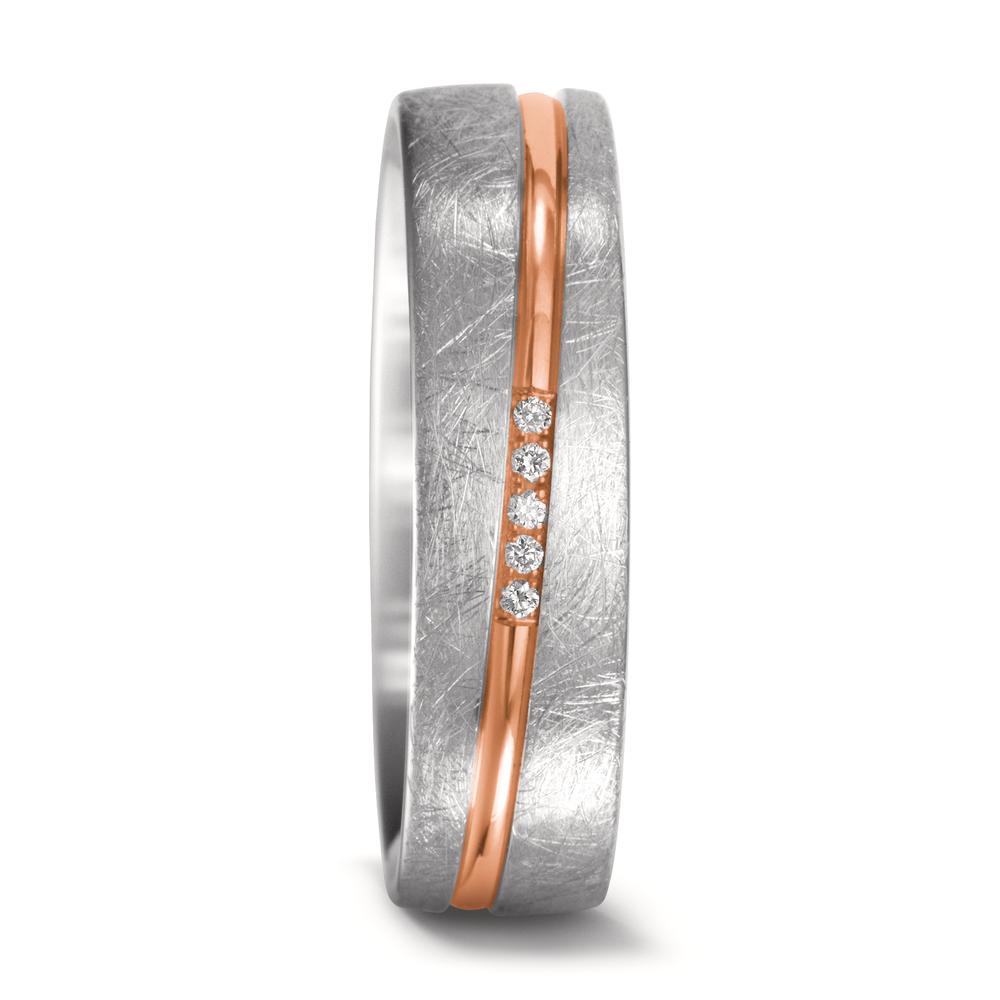 Partnerring 750/18 K vitguld, 750/18 K rött guld diamant 0.025 ct, 5 stenar, w-si