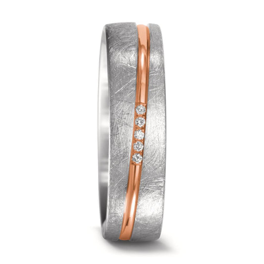 Partnerring 750/18 K vitguld, 750/18 K rött guld diamant 0.025 ct, 5 stenar, w-si
