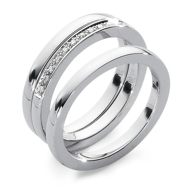 Finger ring 750/18 K vitguld diamant 0.06 ct, 13 stenar, w-si