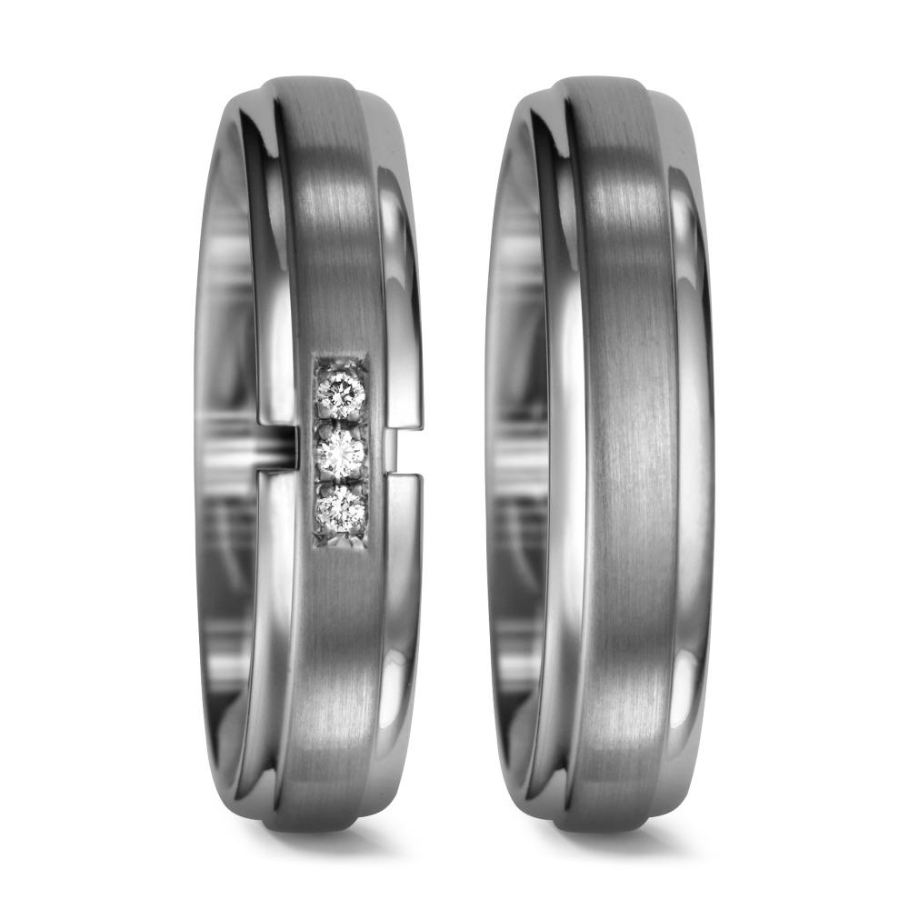 Partnerring 950 palladium diamant 0.03 ct, 3 stenar, tw-si