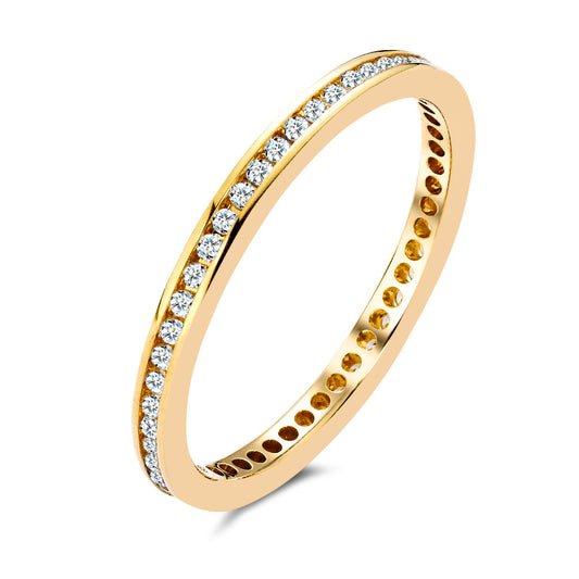 Minnesring 750/18 K gult guld diamant 0.25 ct, 50 stenar, w-si
