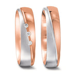 Partnerring 750/18 K rött guld, 750/18 K vitguld diamant 0.045 ct, 3 stenar, tw-vsi