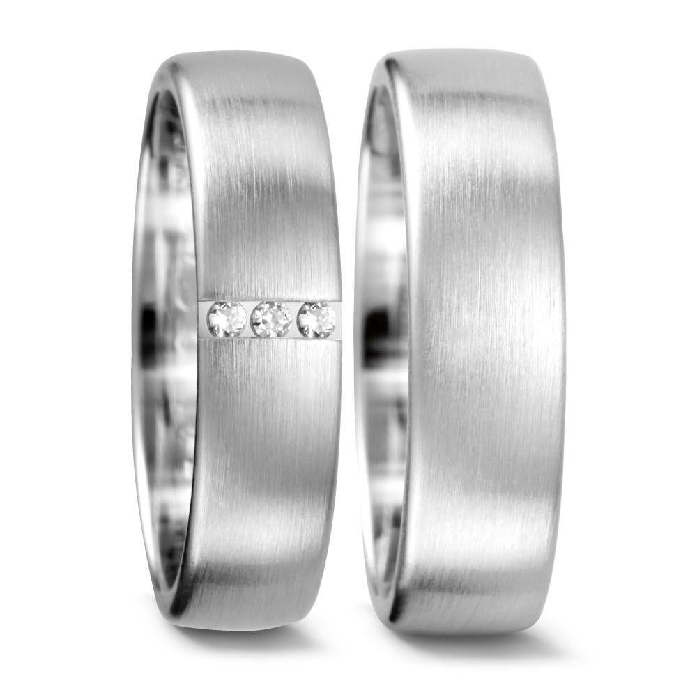Partnerring 750/18 K vitguld [Diamant] 0.03 ct, 3 stenar, tw-vsi
