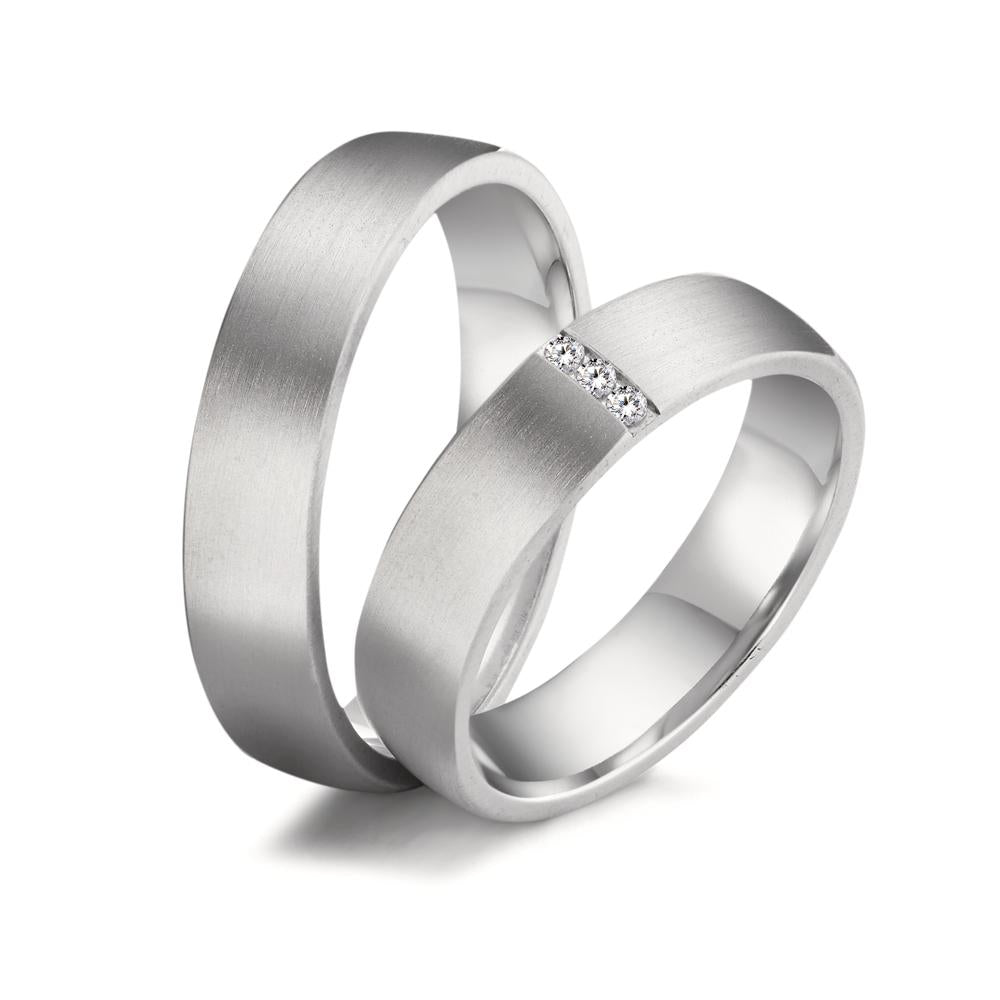 Partnerring 750/18 K vitguld [Diamant] 0.03 ct, 3 stenar, tw-vsi