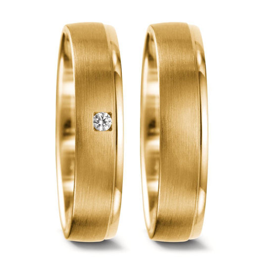Partnerring 750/18 K gult guld diamant 0.03 ct, tw-vsi