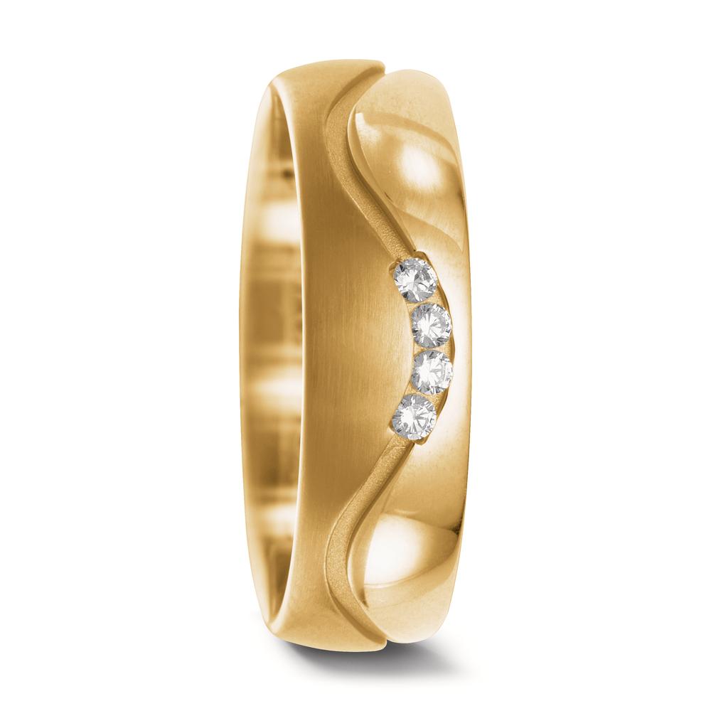 Partnerring 750/18 K gult guld diamant 0.08 ct, 4 stenar, w-si