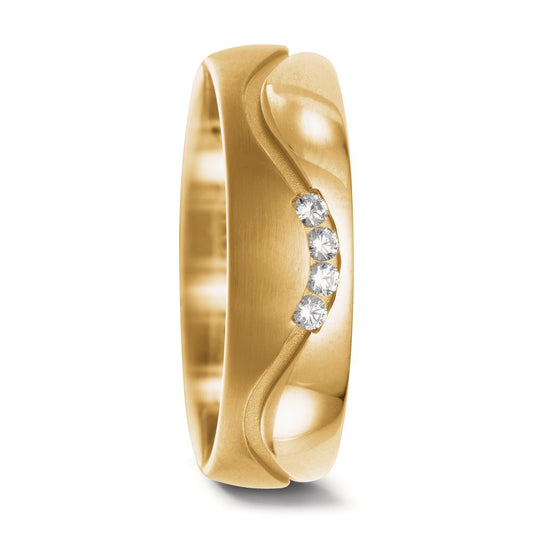 Partnerring 750/18 K gult guld diamant 0.08 ct, 4 stenar, w-si