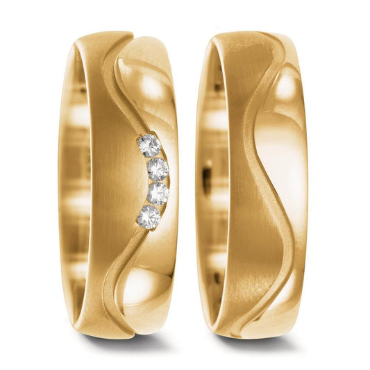 Partnerring 750/18 K gult guld diamant 0.08 ct, 4 stenar, w-si