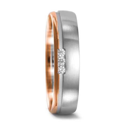 Partnerring 750/18 K vitguld, 750/18 K rött guld diamant 0.045 ct, 3 stenar, w-si