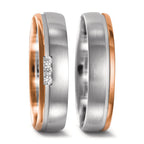 Partnerring 750/18 K vitguld, 750/18 K rött guld diamant 0.045 ct, 3 stenar, w-si
