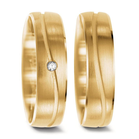 Partnerring 750/18 K gult guld diamant 0.02 ct, w-si
