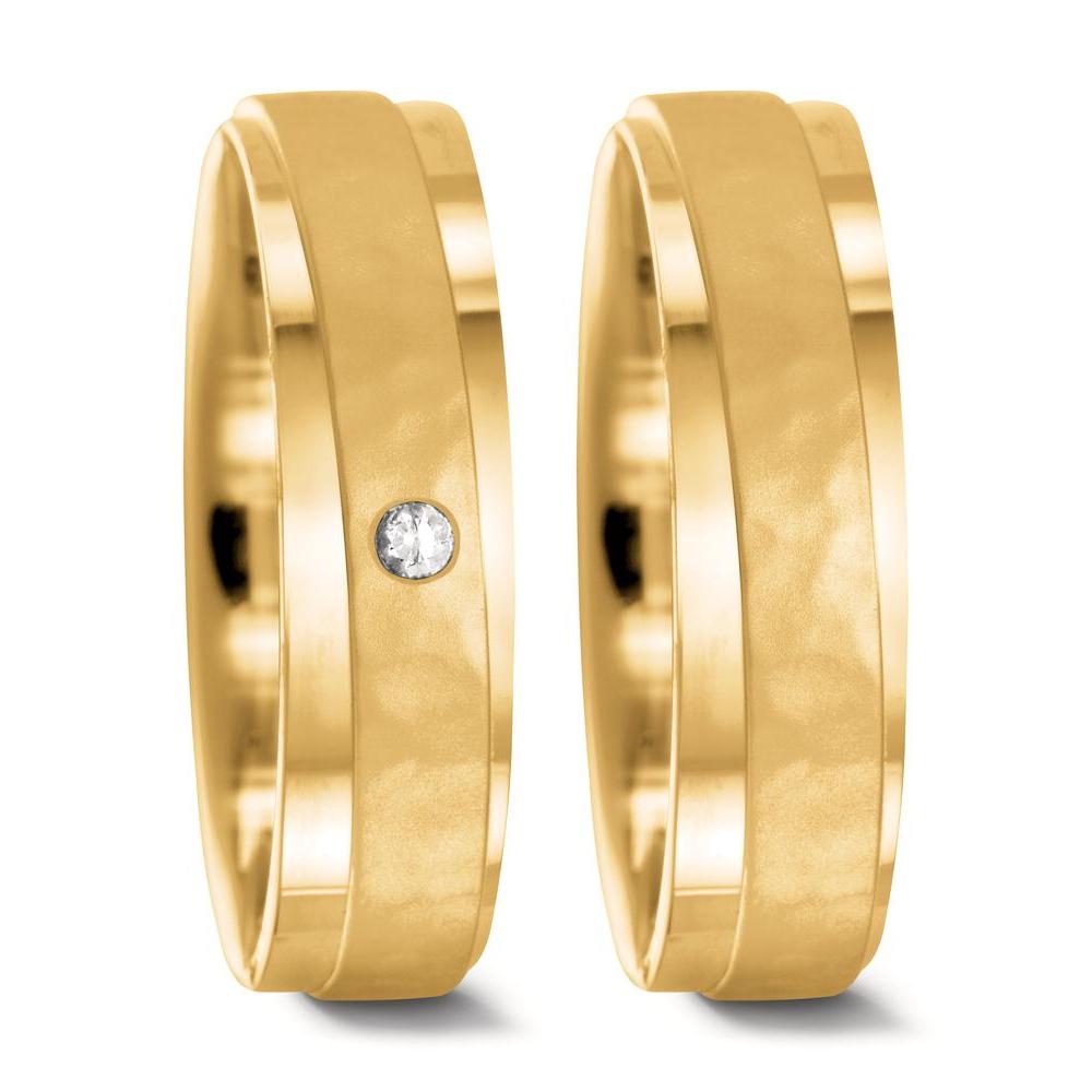 Partnerring 750/18 K gult guld diamant 0.037 ct, w-si
