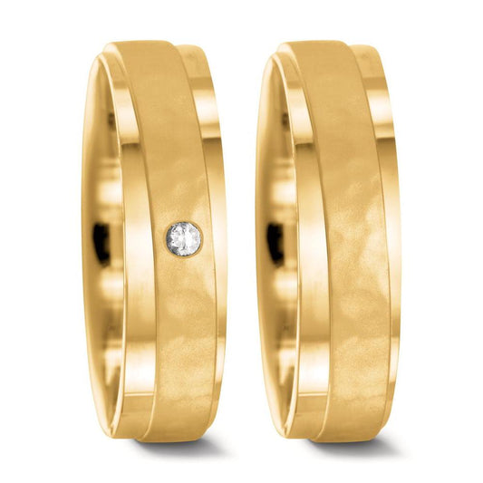 Partnerring 750/18 K gult guld diamant 0.037 ct, w-si