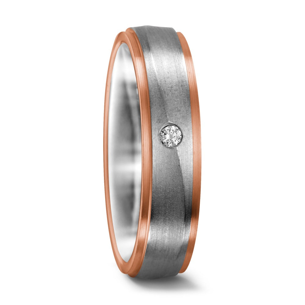 Partnerring 750/18 K vitguld, 750/18 K rött guld [Diamant] 0.025 ct, w-si