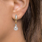 Örhängen 375/9 K gult guld diamant 0.01 ct, 2 stenar, w-si Sötvattensodlad pärla vit, 2 Pärlor 6-6.5 mm