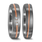 Partnerring 500 palladium, 750/18 K rött guld diamant 0.045 ct, 3 stenar, w-si