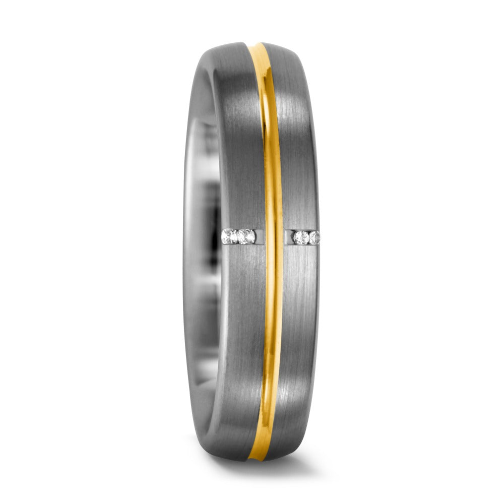 Finger ring 950 palladium, 750/18 K gult guld diamant 0.02 ct, 4 stenar, tw-vsi