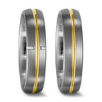Finger ring 950 palladium, 750/18 K gult guld diamant 0.02 ct, 4 stenar, tw-vsi