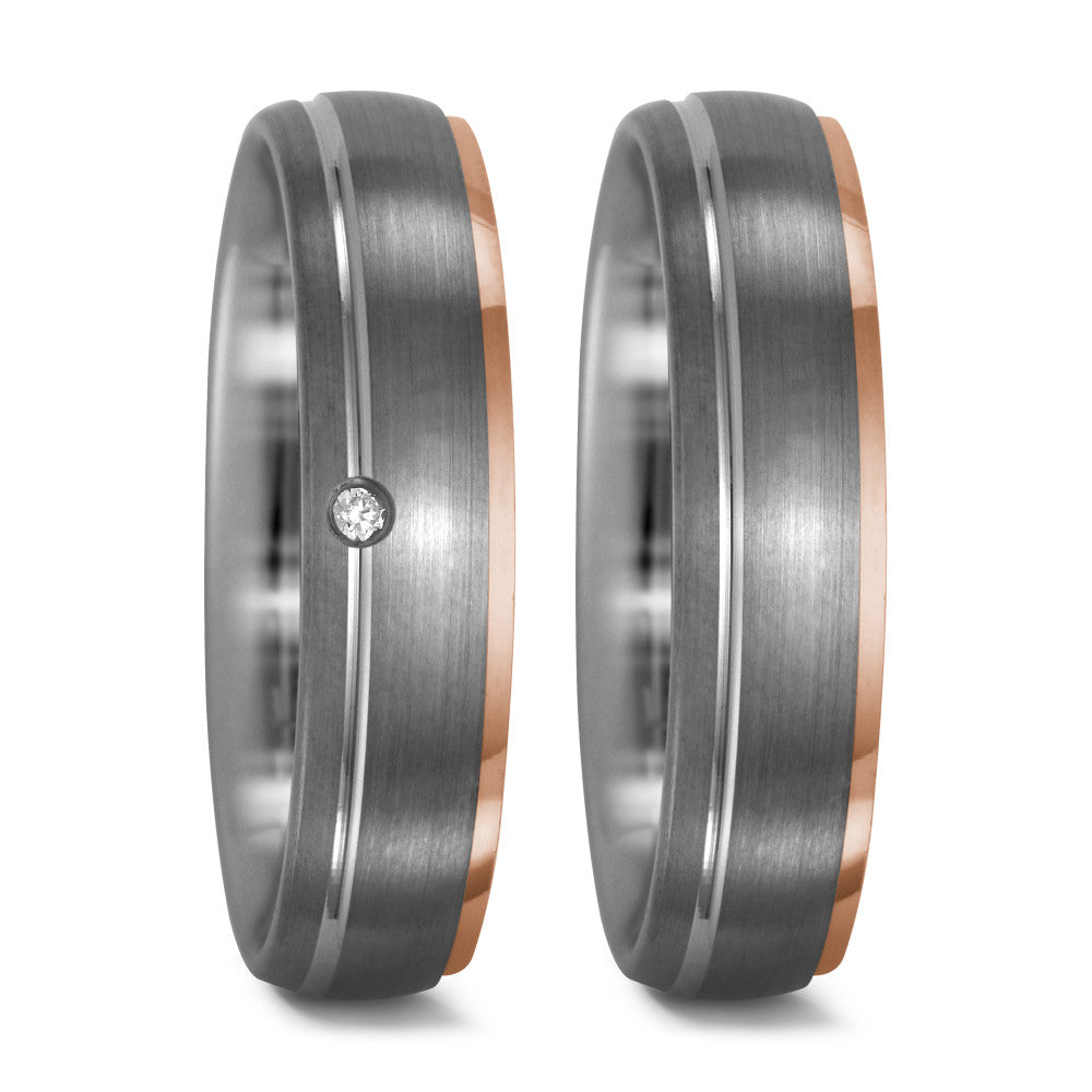 Finger ring 950 palladium, 750/18 K rött guld diamant 0.015 ct, tw-vsi