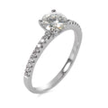 Finger ring 750/18 K vitguld Moissanit 6 mm, diamant 0.158 ct, 18 stenar, [Brillant]