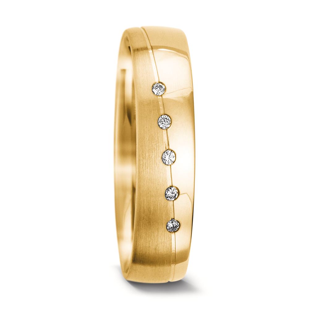 Partnerring 750/18 K gult guld diamant 0.025 ct, 5 stenar, tw-vsi