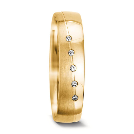 Partnerring 750/18 K gult guld diamant 0.025 ct, 5 stenar, tw-vsi