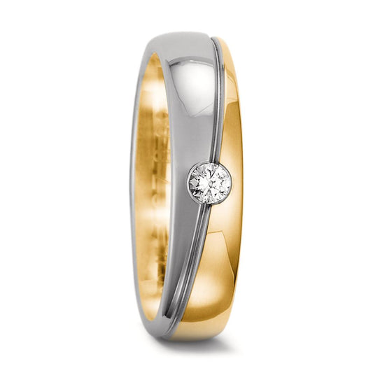 Partnerring 750/18 K gult guld, 750/18 K vitguld diamant 0.08 ct, tw-vsi