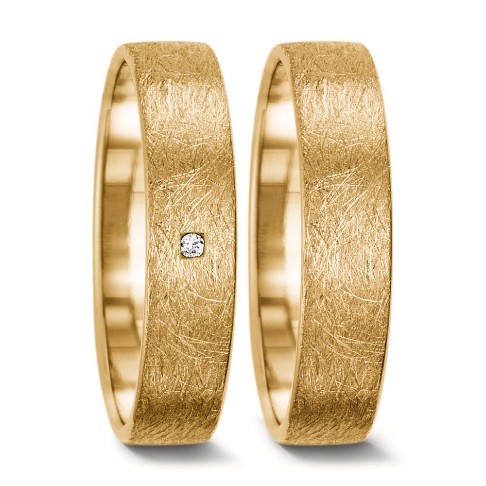 Partnerring 750/18 K gult guld [Diamant] 0.008 ct, tw-vsi