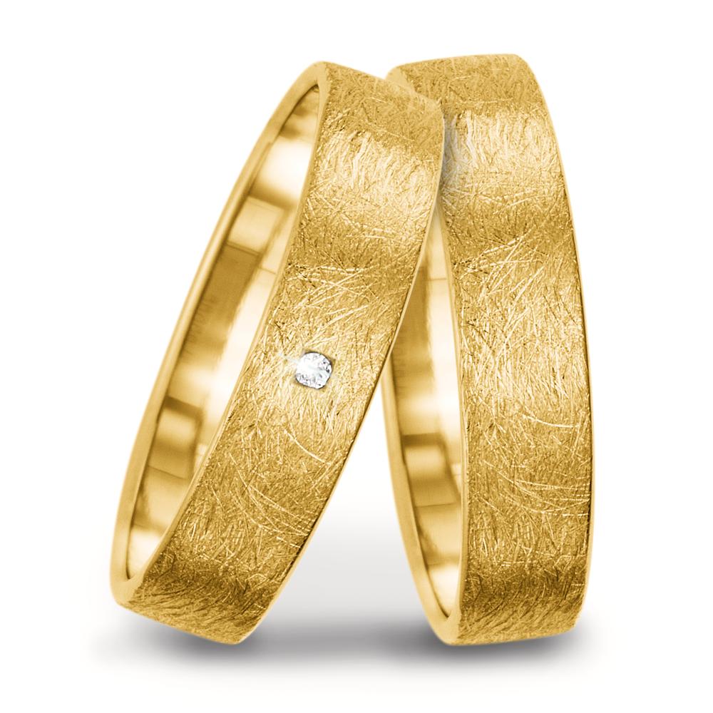 Partnerring 750/18 K gult guld [Diamant] 0.008 ct, tw-vsi