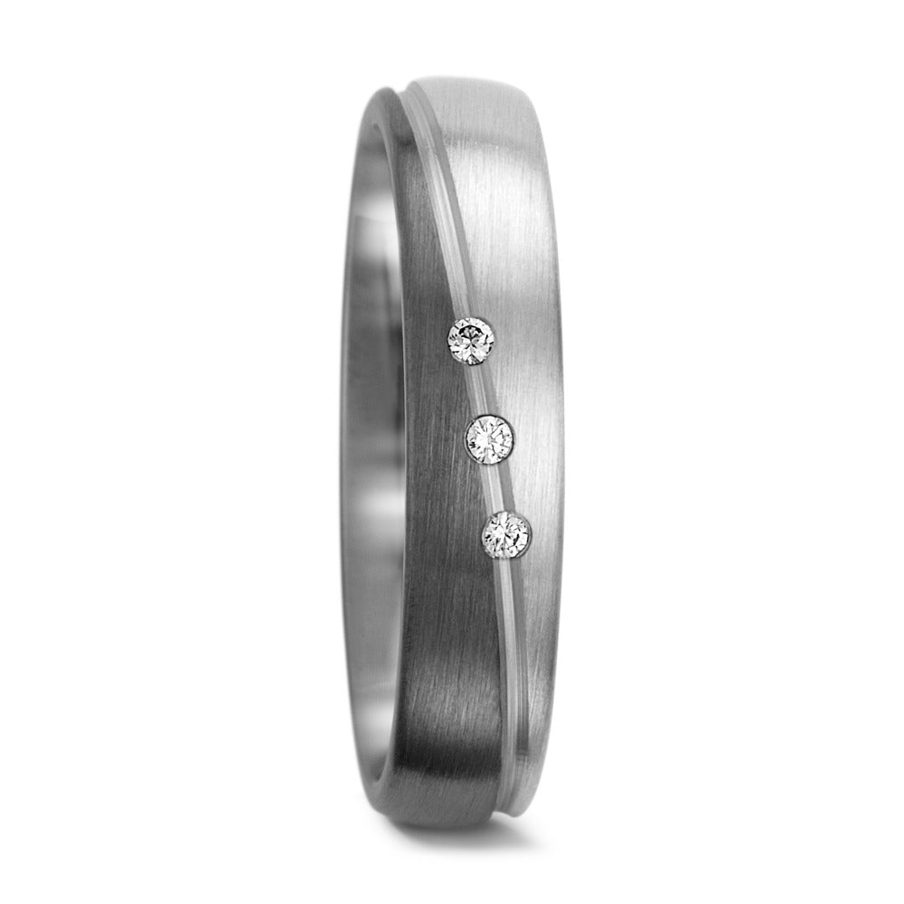Partnerring 500 palladium, 375/9 K vitguld diamant 0.045 ct, 3 stenar, tw-vsi