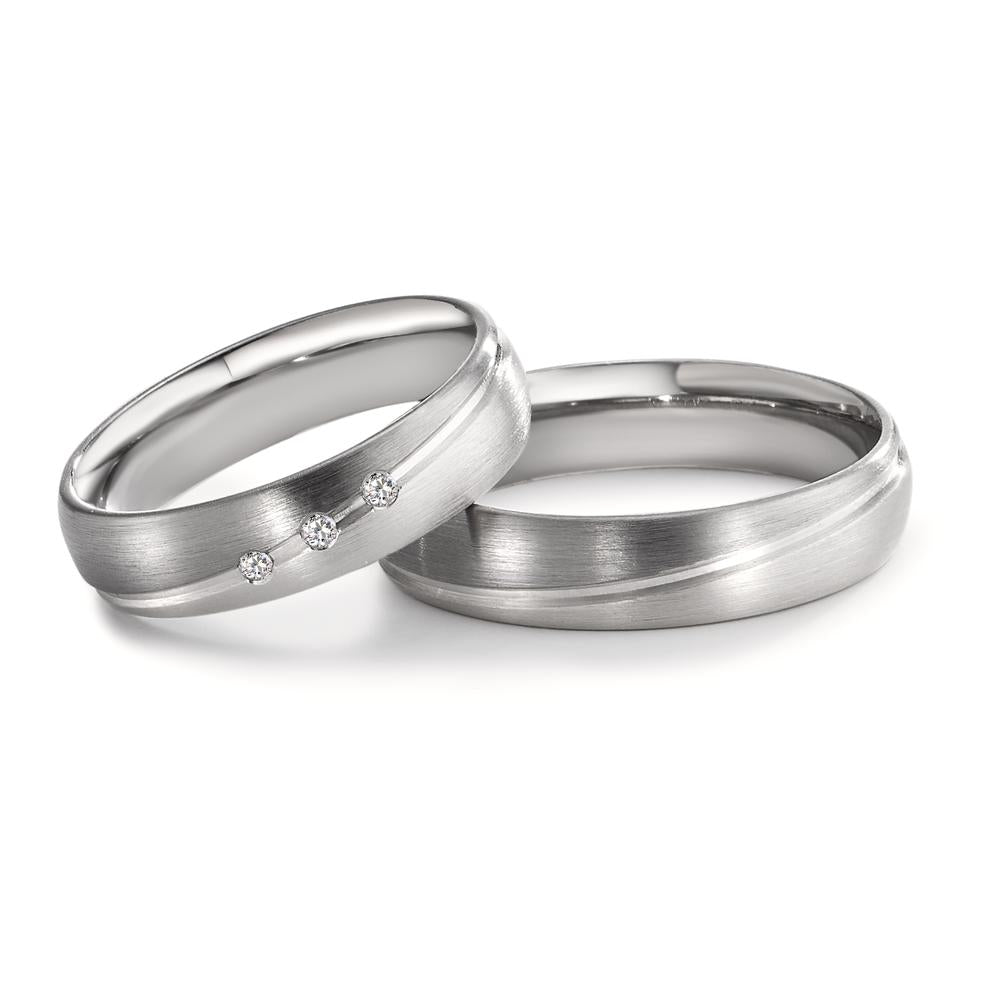 Partnerring 500 palladium, 375/9 K vitguld diamant 0.045 ct, 3 stenar, tw-vsi