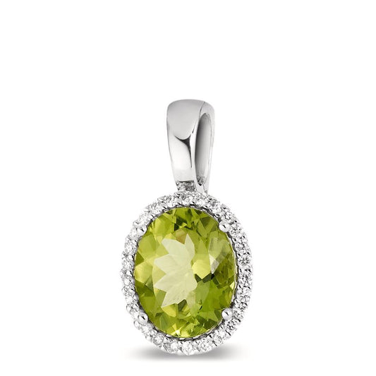 Hängsmycke 750/18 K vitguld Peridot grön, [oval], diamant vit, 0.15 ct, 26 stenar, tw-vsi