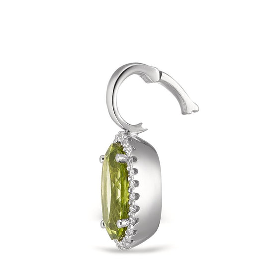 Hängsmycke 750/18 K vitguld Peridot grön, [oval], diamant vit, 0.15 ct, 26 stenar, tw-vsi