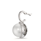 Hängsmycke 750/18 K vitguld diamant vit, 0.19 ct, 32 stenar, [Brillant], tw-vsi Sötvattensodlad pärla vit, 12.5 mm Ø16 mm